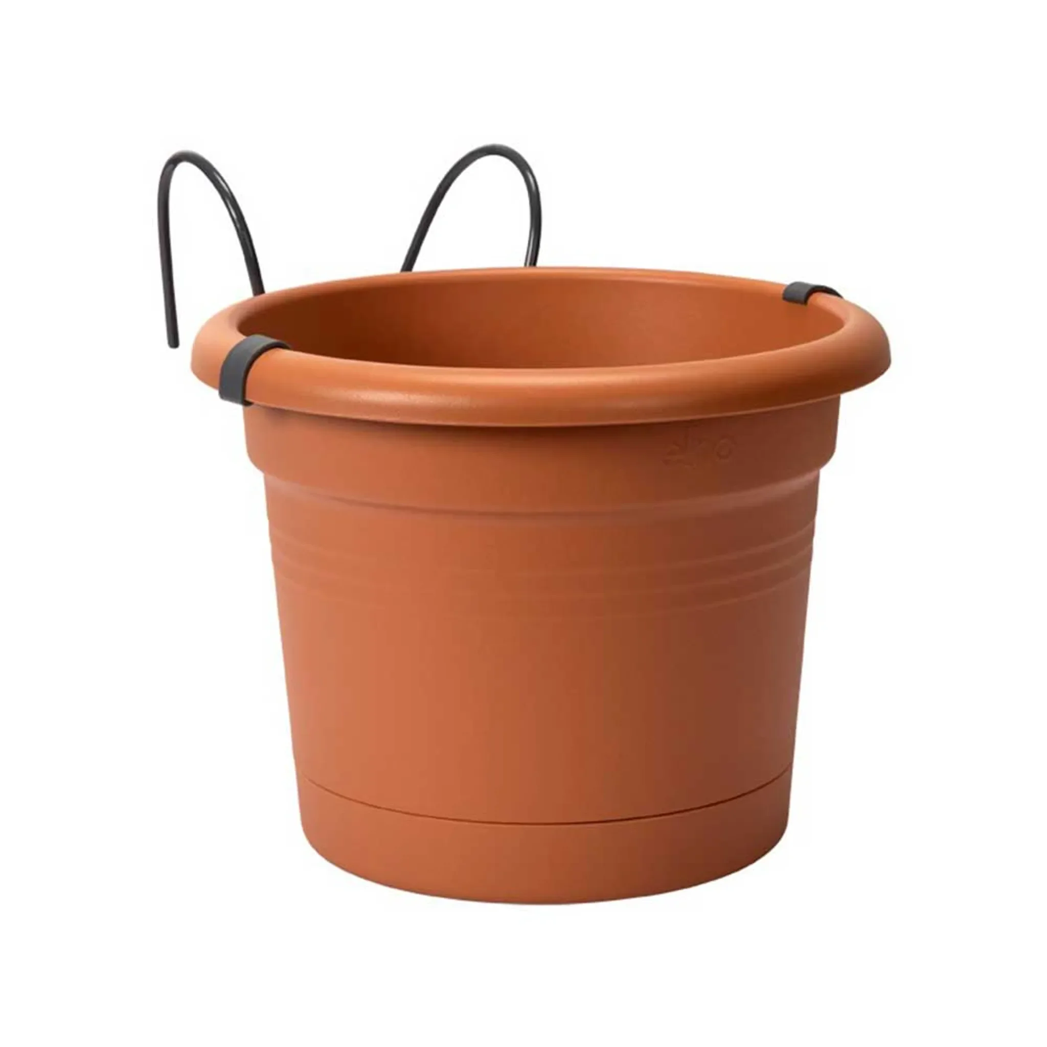 Blumentopf mit Halter „Green Basics“ Ø 20 cm – Balkon-Set, mildes Tonrot