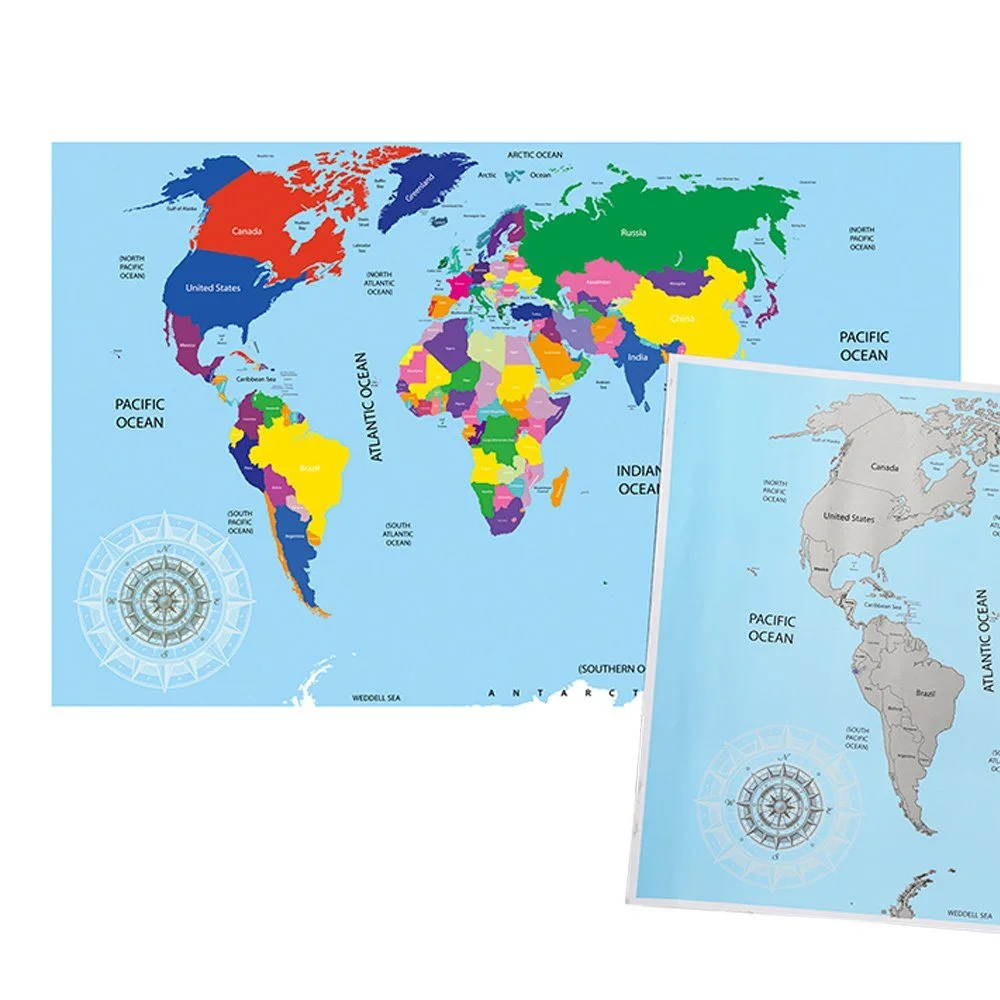 Poster Weltkarte zum Freirubbeln