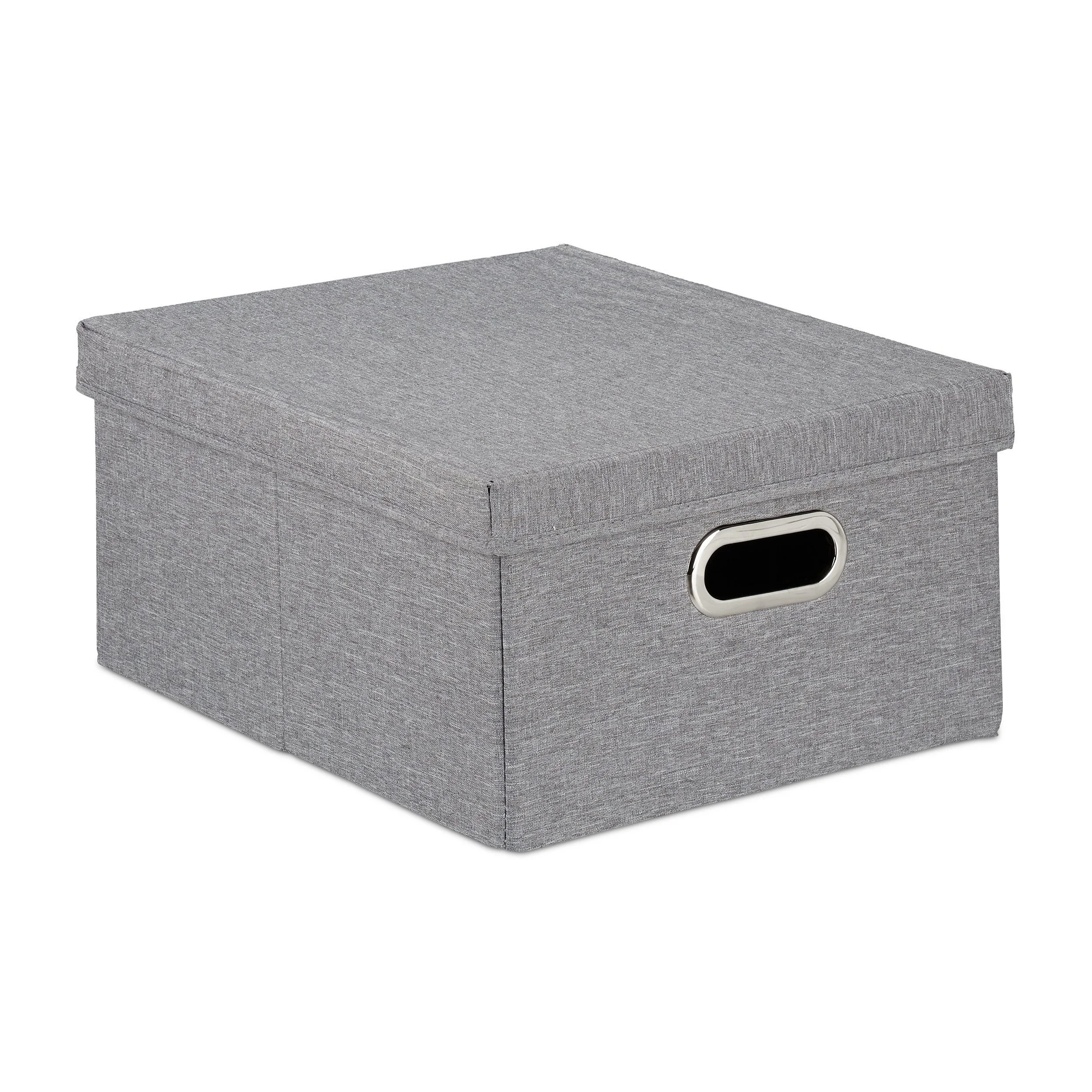 Relaxdays Aufbewahrungsbox mit Deckel 2er Set grau