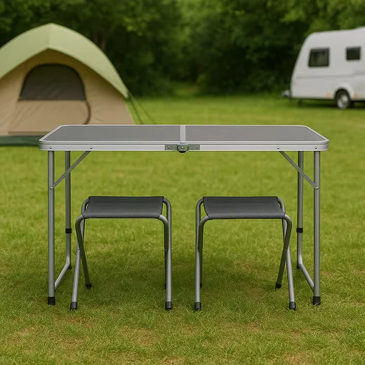 GREEMOTION Faro Campingtisch Klapptisch Set anthrazit mit 4 Stühlen