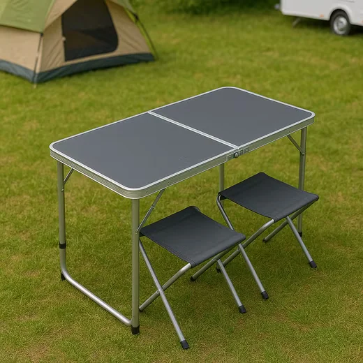 GREEMOTION Faro Campingtisch Klapptisch Set anthrazit mit 4 Stühlen