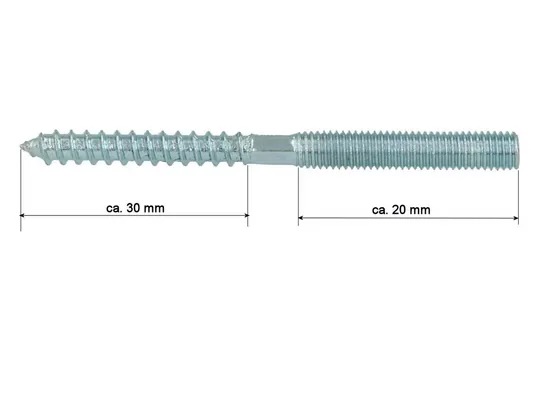 tecuro Stockschrauben Holz- und ISO-Gewinde M8x60 mm verzinkt 10 Stk