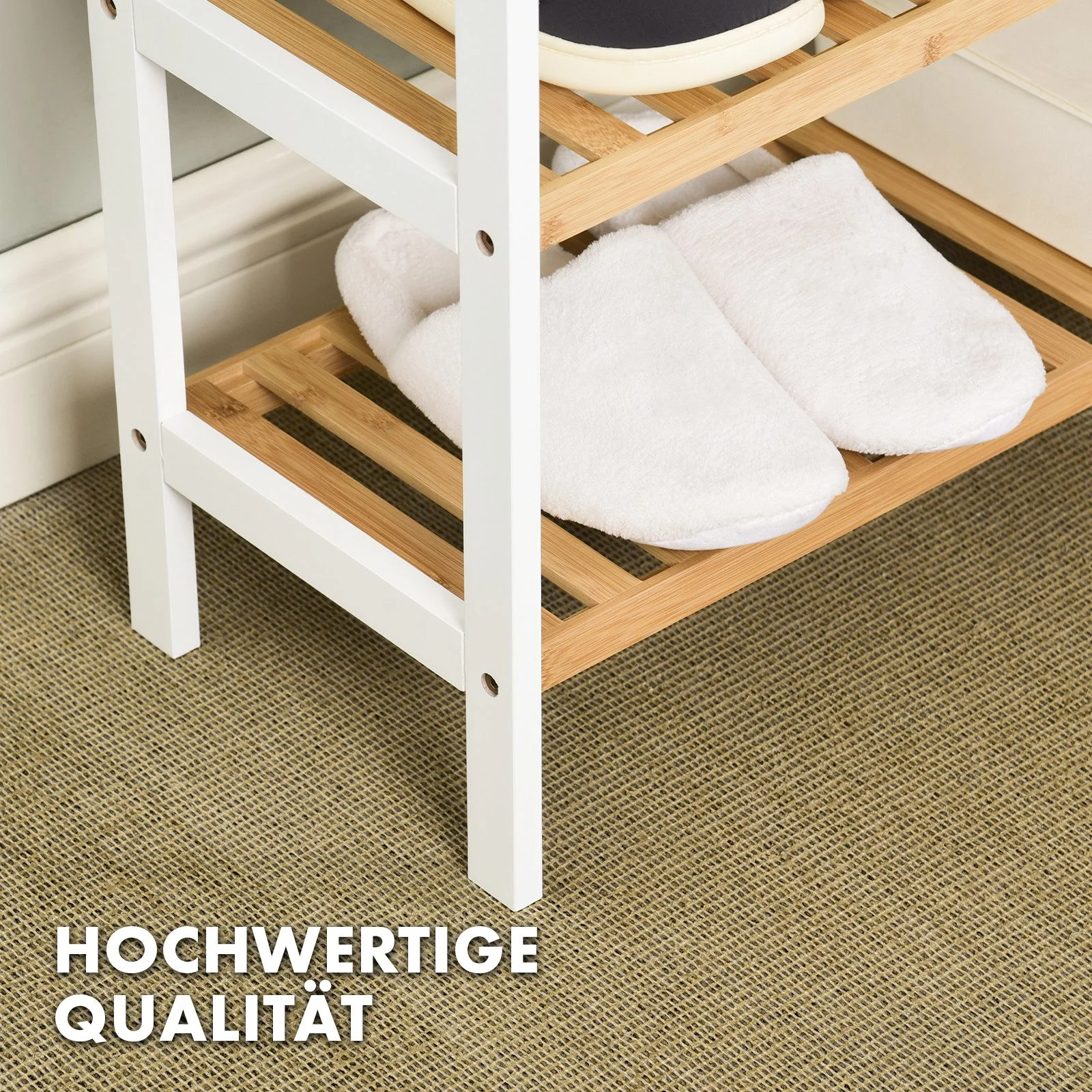 FLOORDIREKT Michigan Schuhregal aus Bambus platzsparend für Flur