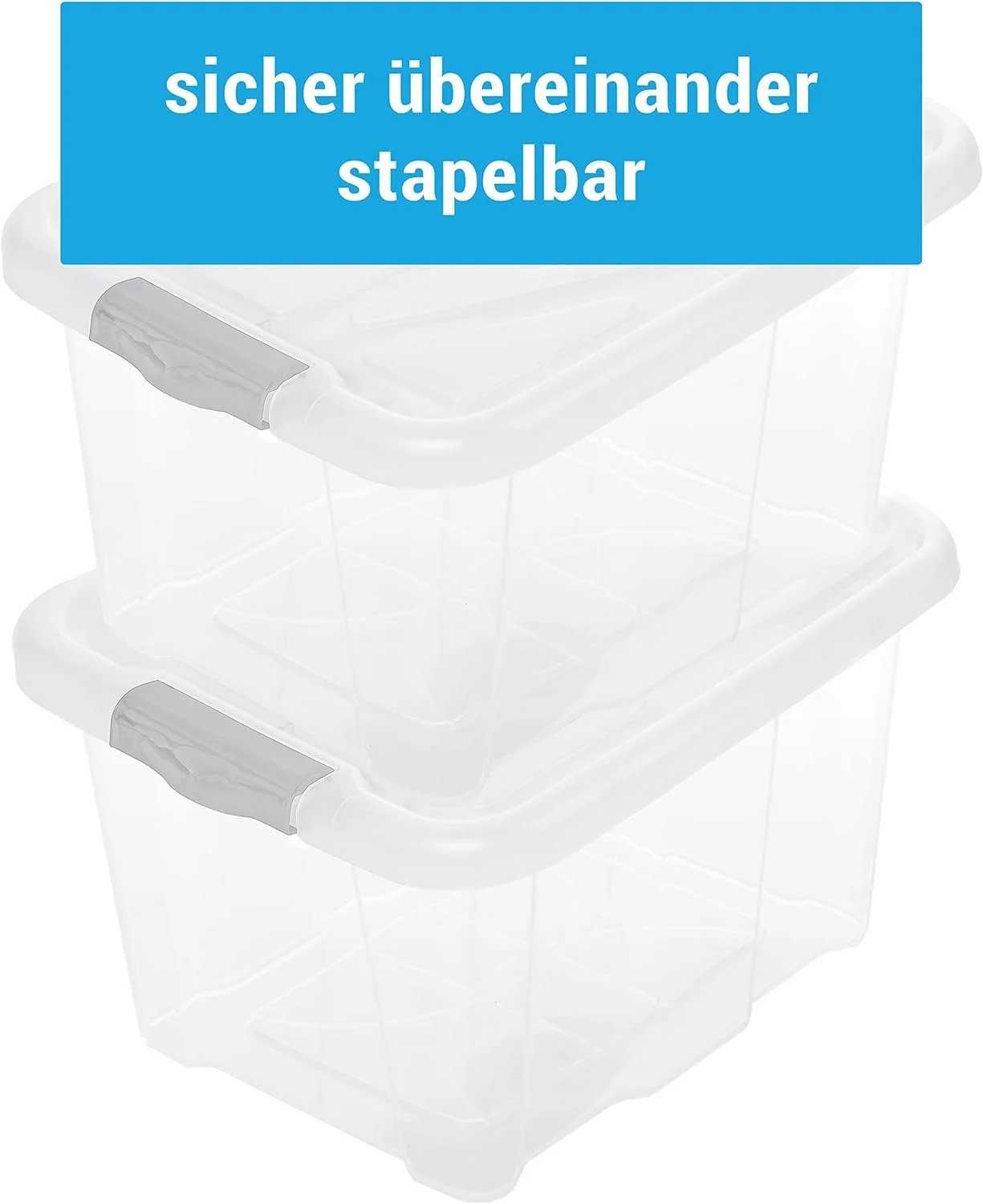 Centi Aufbewahrungsbox 2er Set 30 L mit Deckel stapelbar transparent