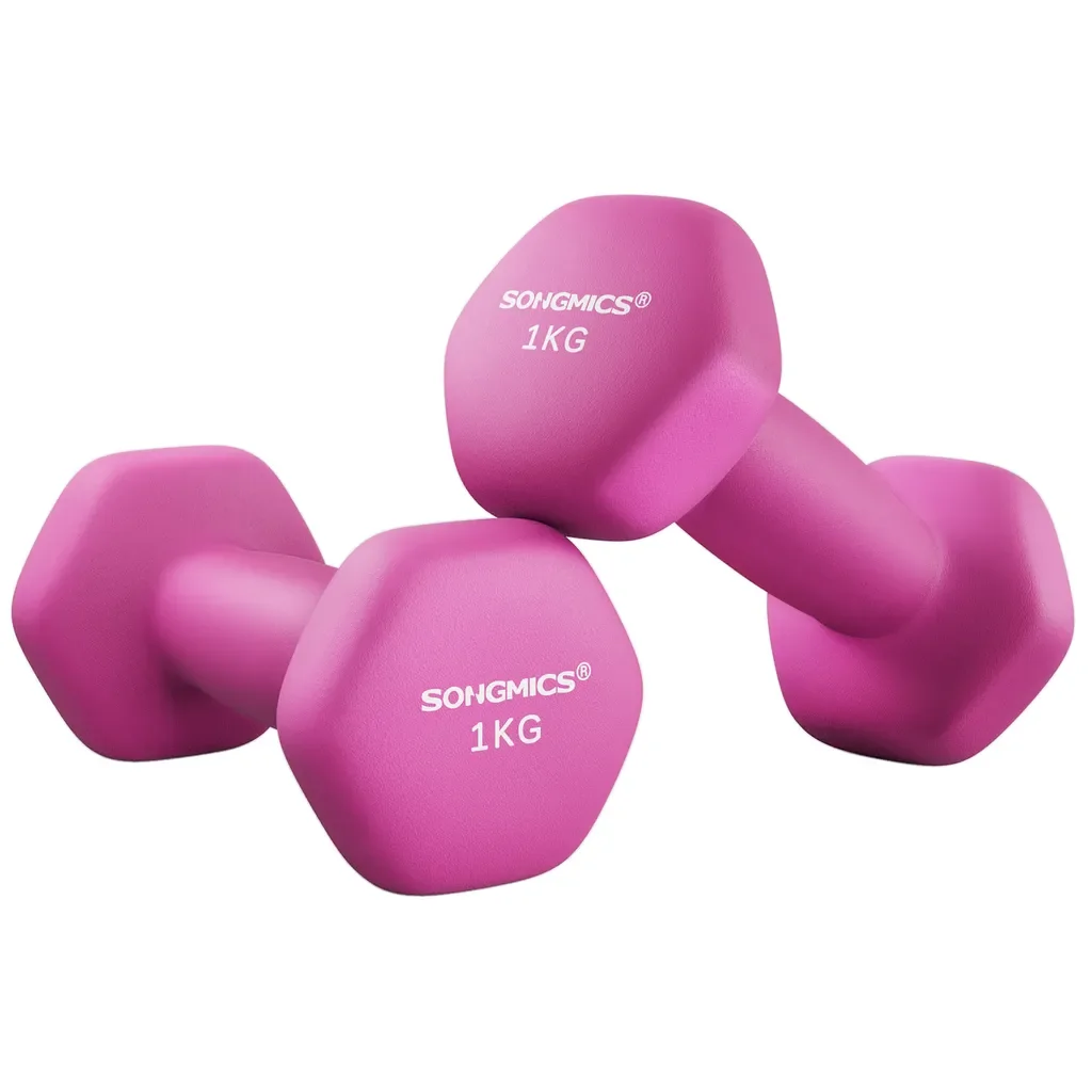 SONGMICS Kurzhanteln Set 2 x 1 kg Hexagon Neopren für Zuhause