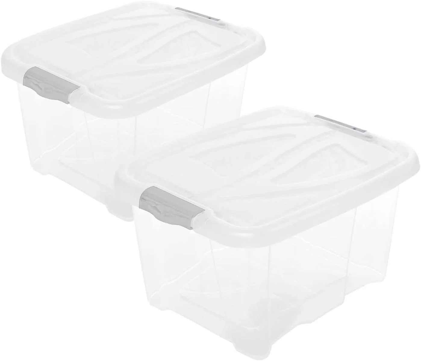 Centi Aufbewahrungsbox 2er Set 30 L mit Deckel stapelbar transparent