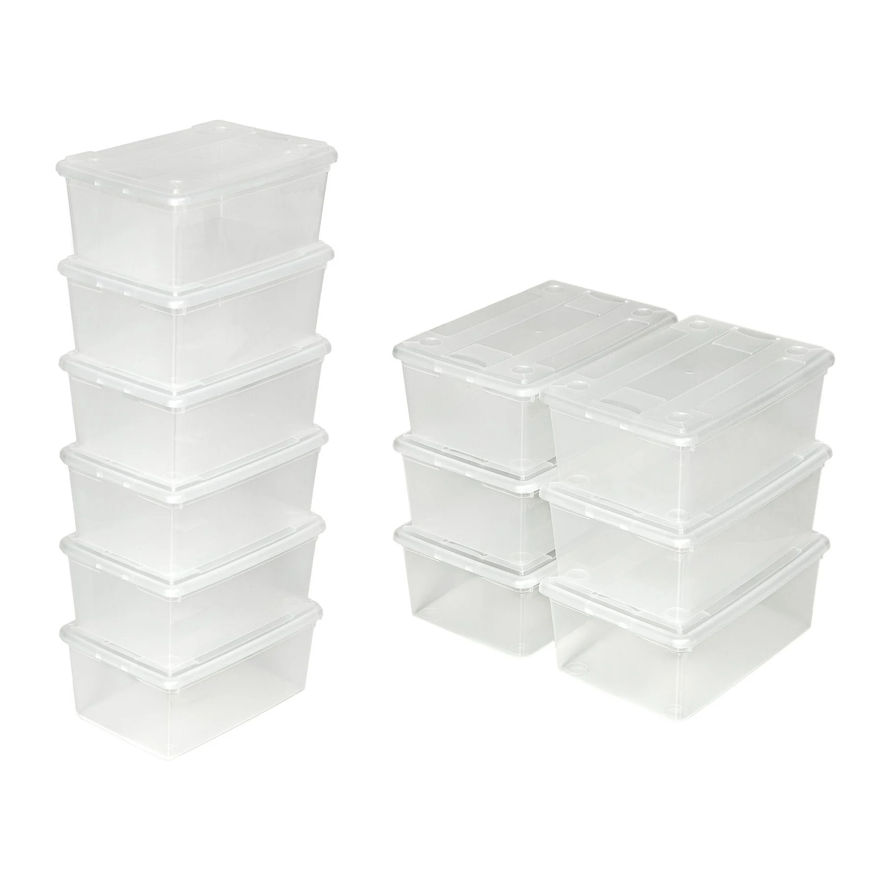 TECTAKE Stapelbox Schuhbox 6er Set stapelbar 6,4 Liter