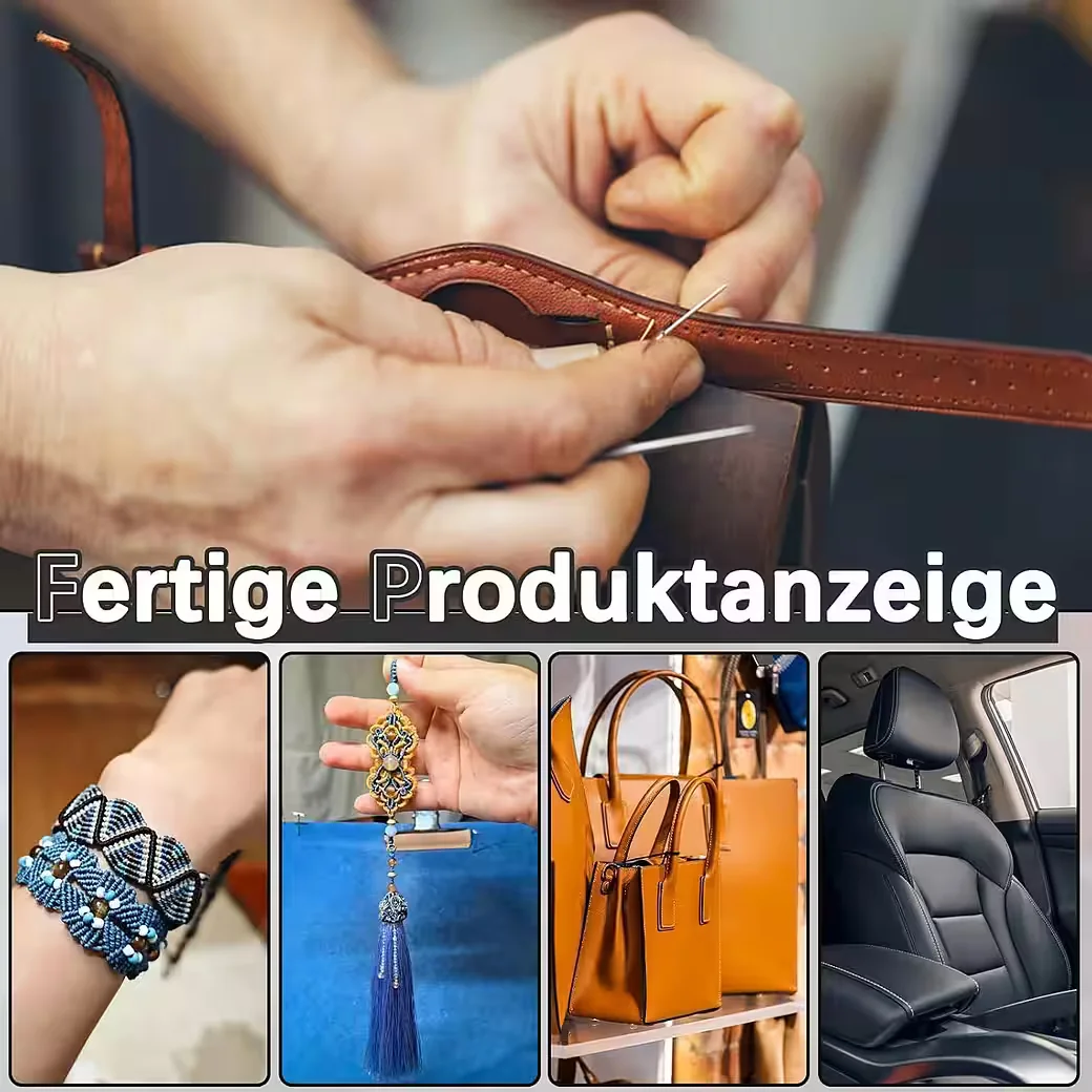 LUXUSKOLLEKTION Ledernähgarn gewachst 150D 150 m mit Ledernadeln Blau