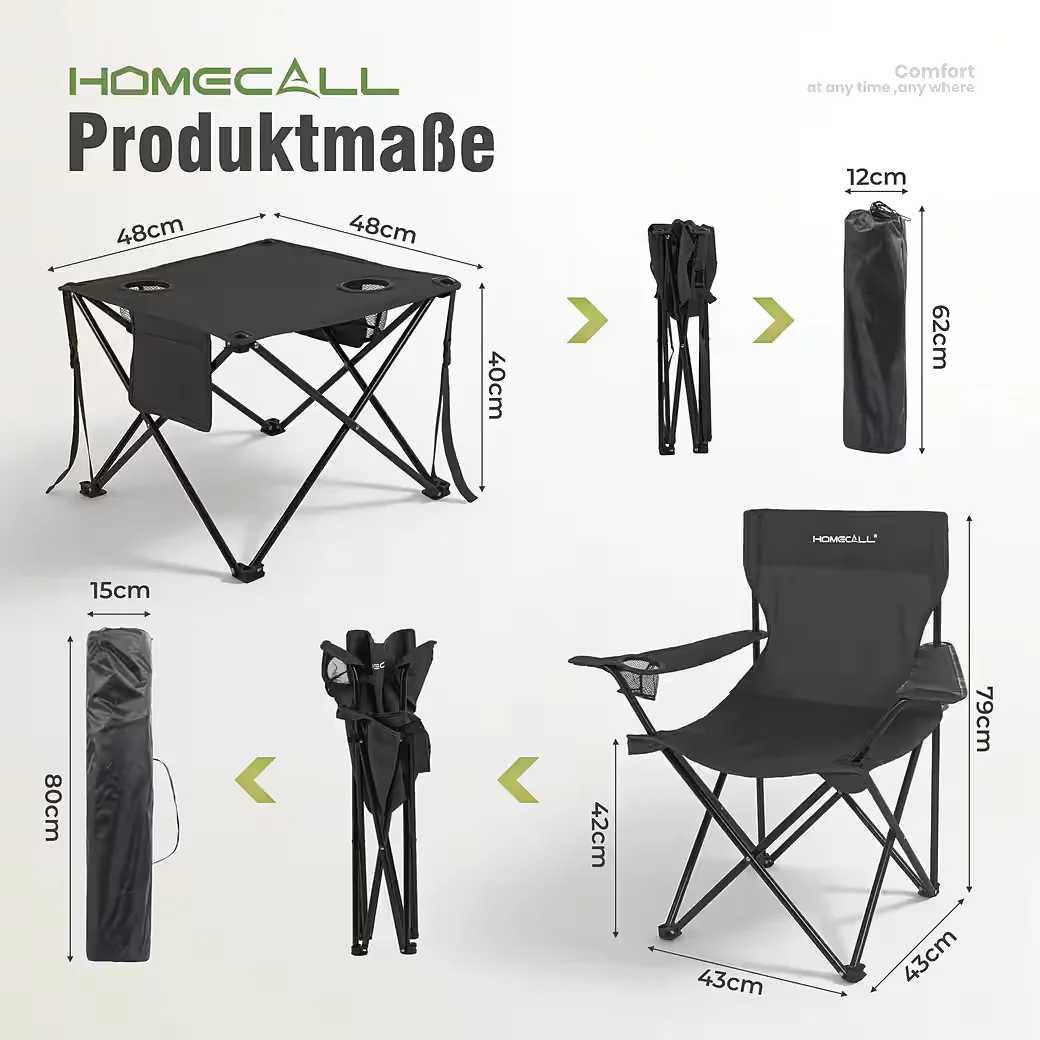 HOMECALL Campingtisch mit Stühlen klappbar Camping Picknick Set