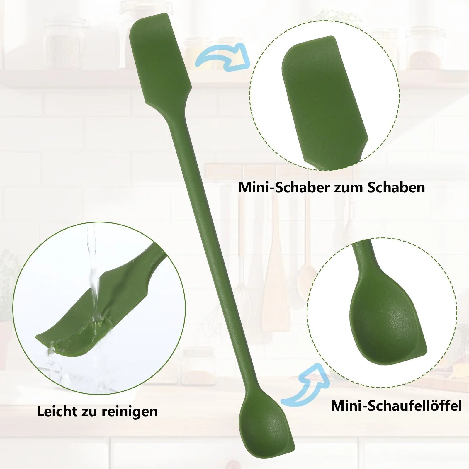 FOUORTUNATE-BEE Teigschaber Set 2 Stück Silikonspatel doppelseitig