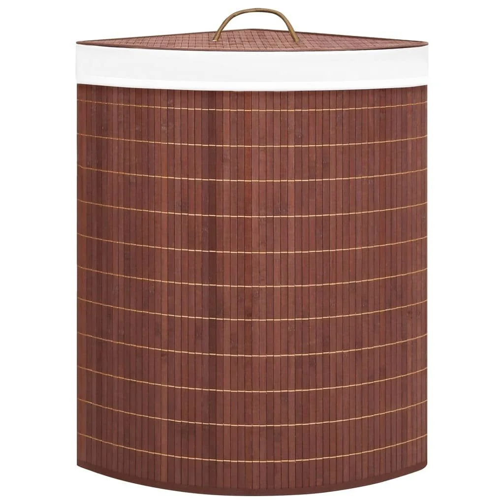 FURNICATO Eck Wäschekorb aus Bambus 52,3 x 37 x 65 cm Braun