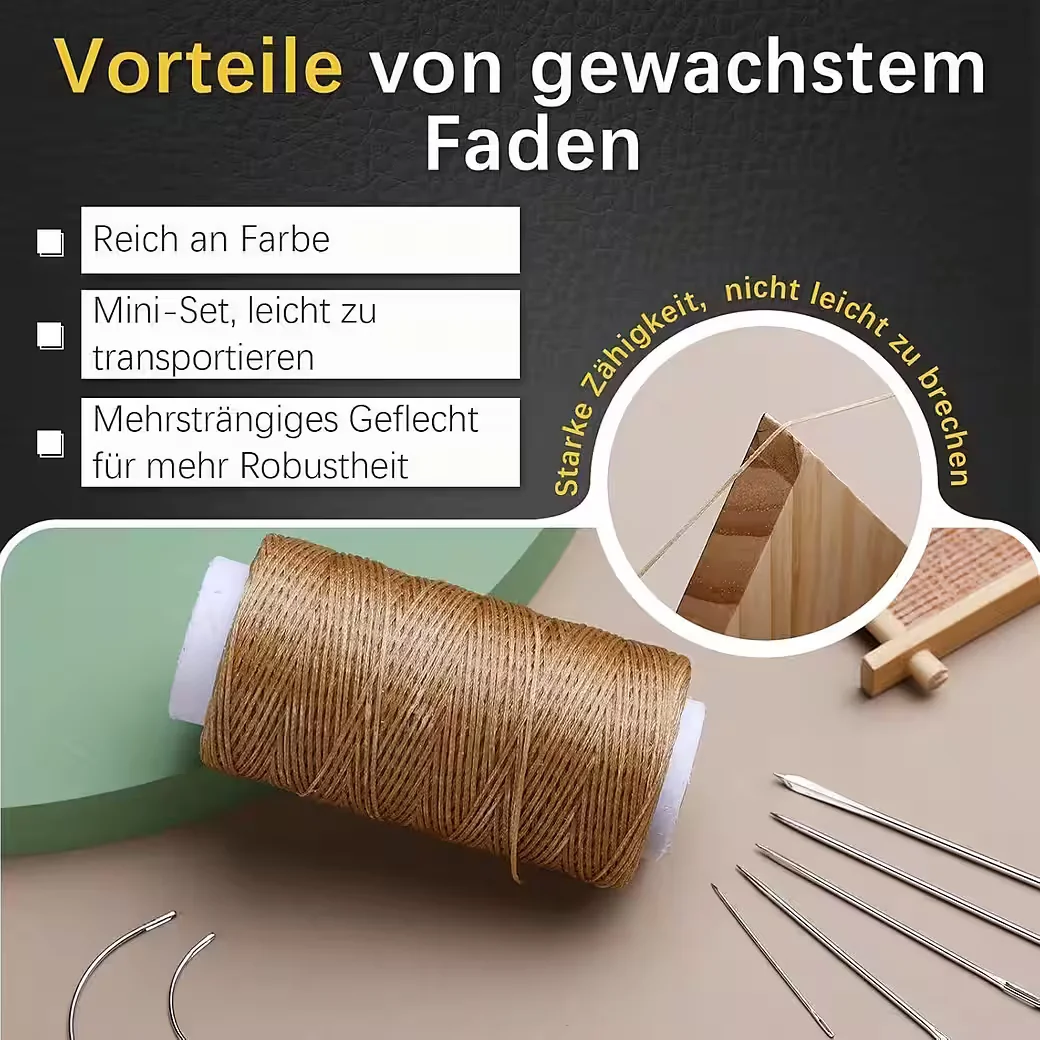 LUXUSKOLLEKTION Nähnadeln DIY Lederfaden Set mit 150D Wachsfaden
