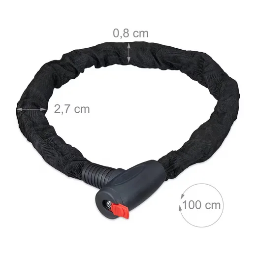 Relaxdays Kettenschloss SECURE 100 cm Fahrradschloss