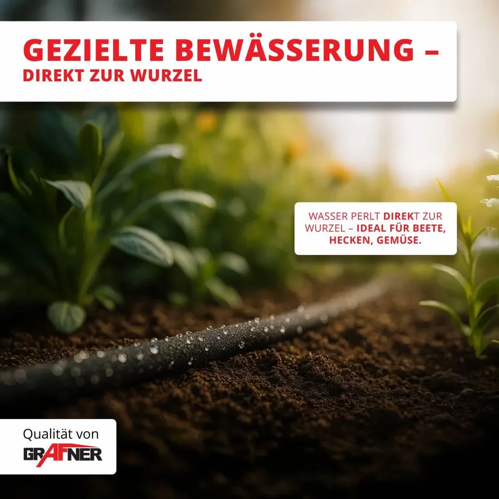 Grafner Perlschlauch Set 1/2 Zoll 15 m mit Anschlussset Tropfschlauch