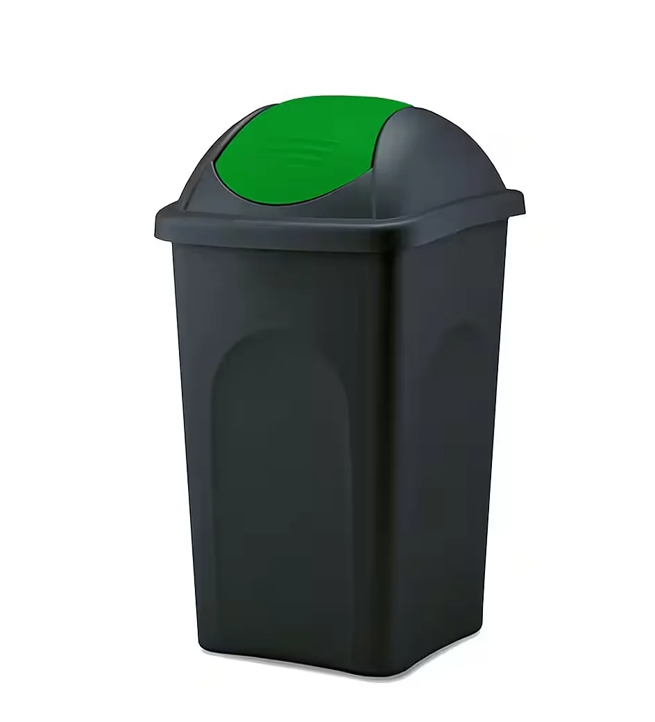 BIGDEAN Mülleimer 60L XL mit Schwingdeckel schwarz grün Abfalleimer