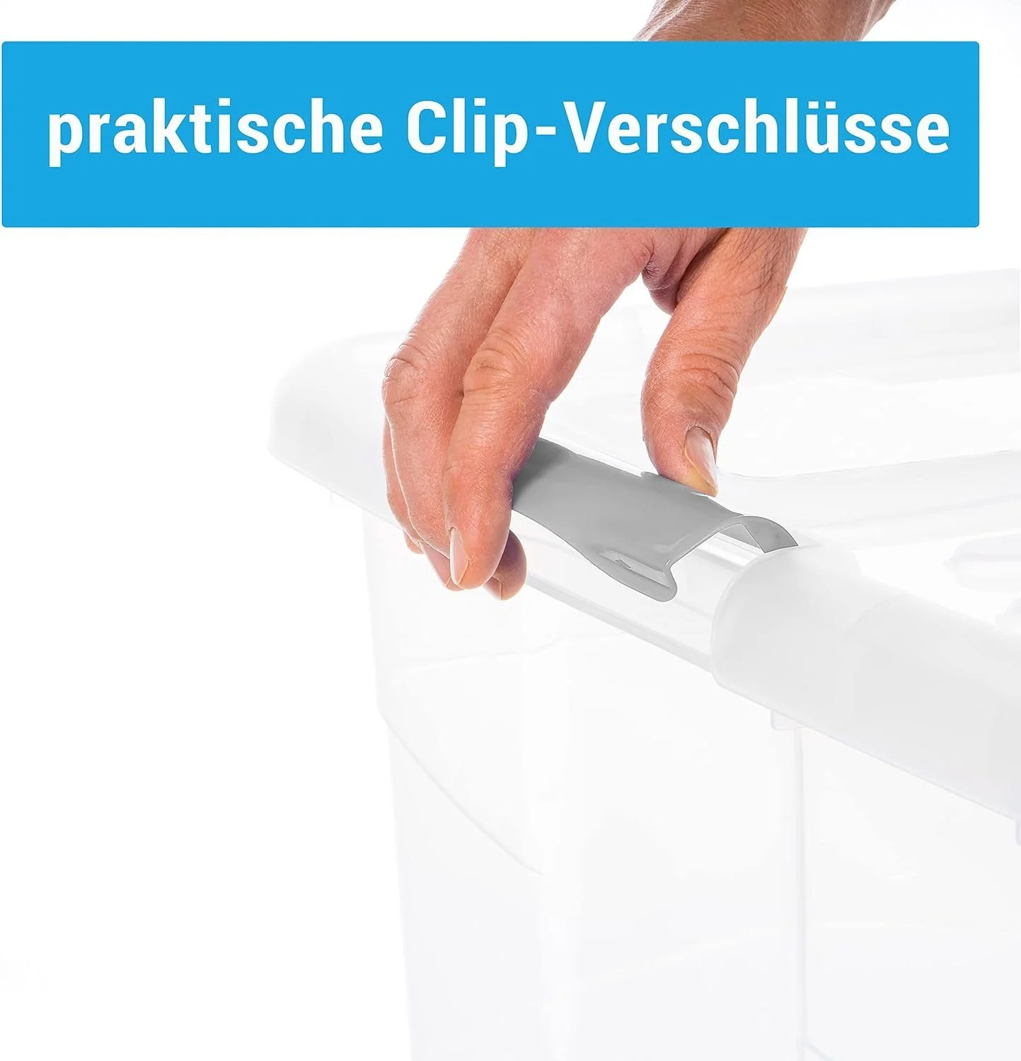 Centi Aufbewahrungsbox 2er Set 30 L mit Deckel stapelbar transparent