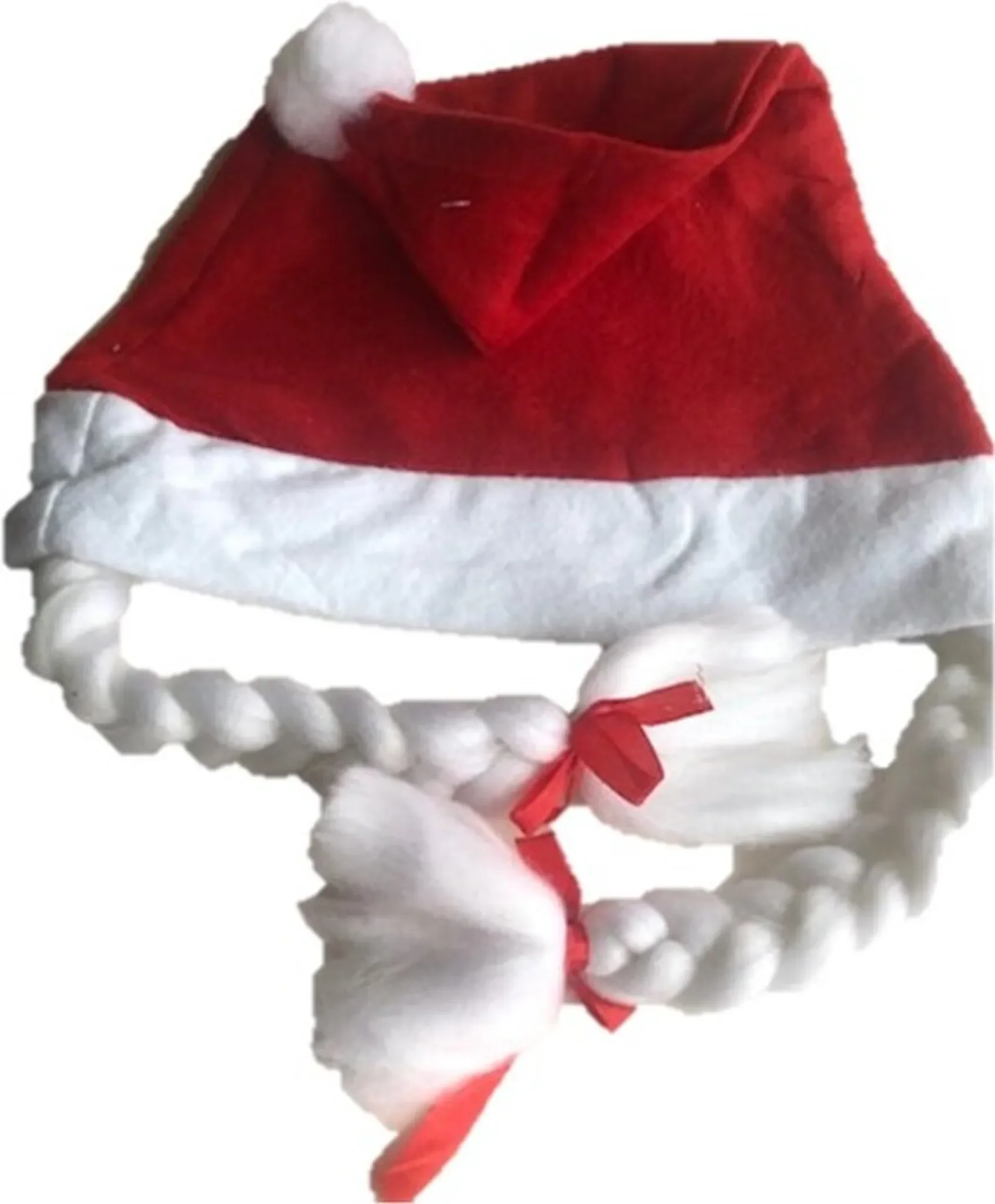 Weihnachtsmann-Mütze mit Zöpfen – Damen Nikolaus-Kostüm