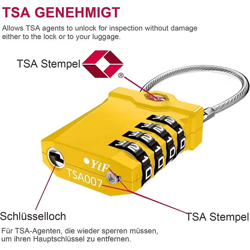 LUXUSKOLLEKTION TSA Gepäckschloss 2er-Set Zahlenschloss Gelb