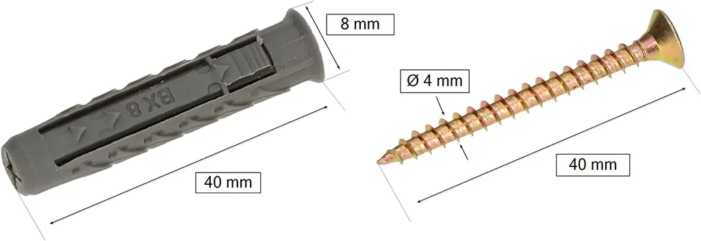 KOTARBAU Universaldübel mit Holzschrauben 20 Stk 8x40 mm
