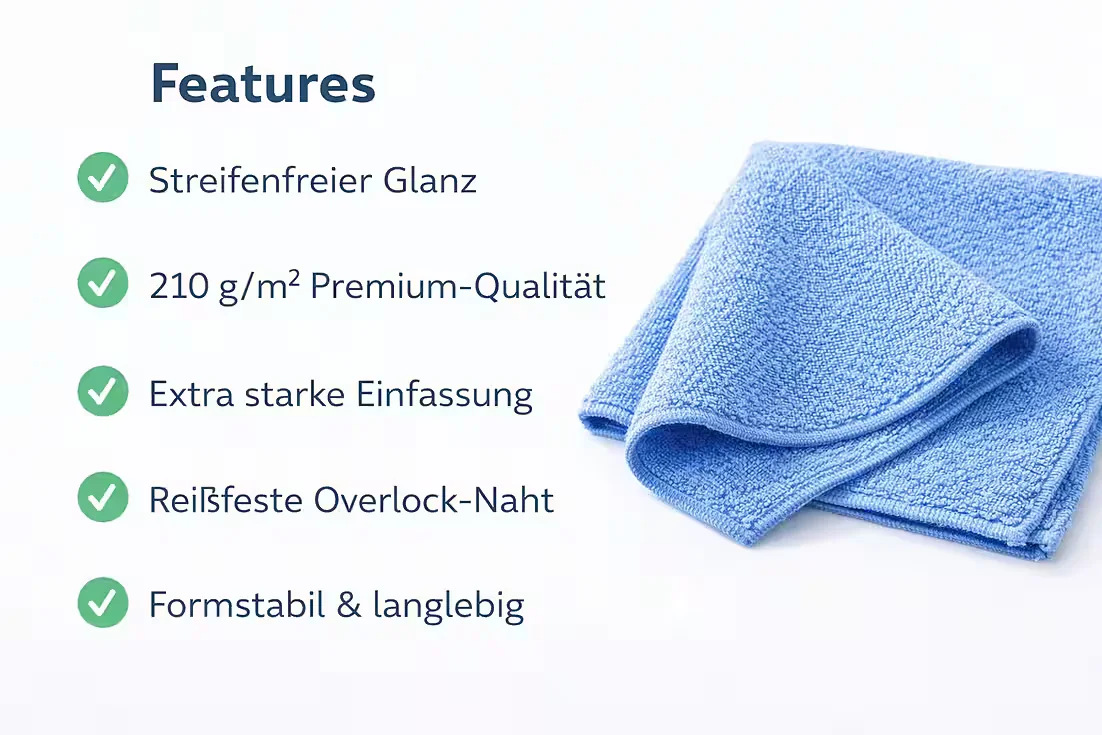 BAYLI Mikrofasertücher 30er Set 38x38 cm 210 gsm blau Reinigung