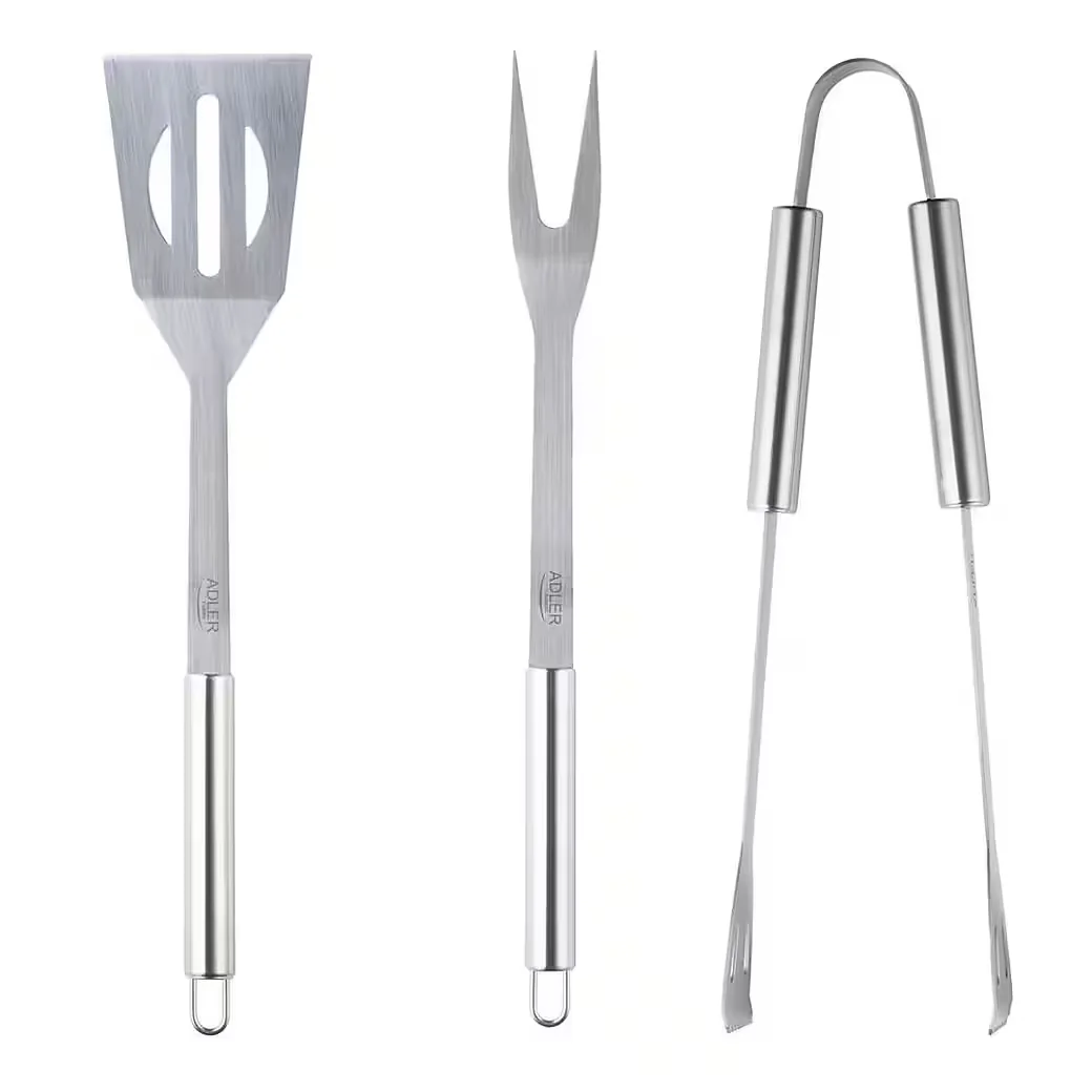 ADLER Grillbesteck AD 6728 Edelstahl Zange Gabel Pfannenwender Set