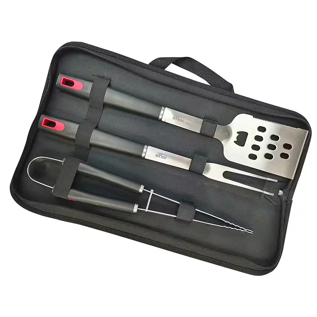 ADLER BBQ Grillbesteck Set AD 6727 aus Edelstahl mit Transporttasche